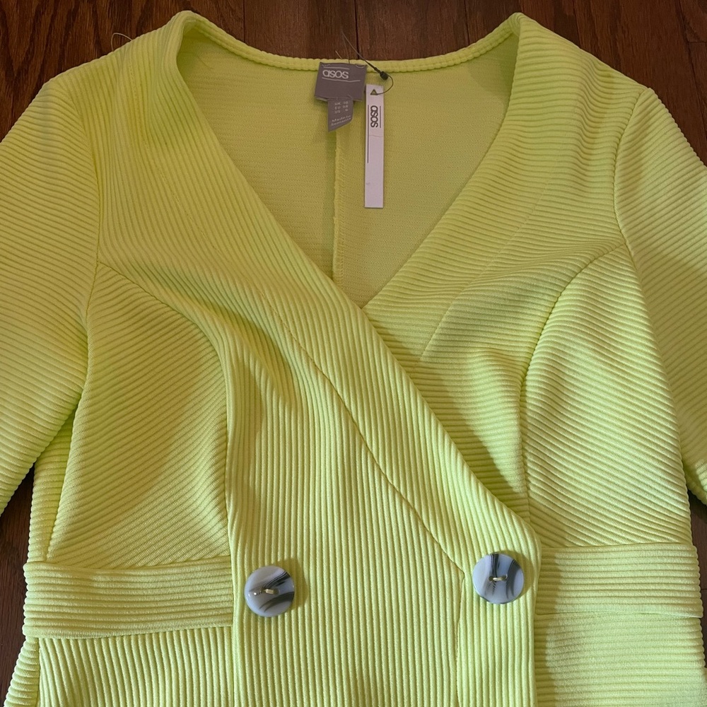 Neon yellow blazer style dress - Picture 5 of 5